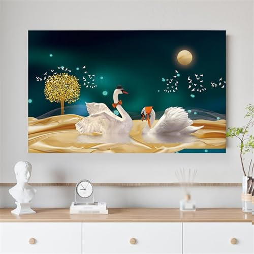 LVYUDS Elastischer Stoff Tv Abdeckung Staubdicht Heim- Dekoration Anwendbar 32-85 Zoll LCD All-Inclusive Design Leicht Atmungsaktive(40-45inch,Swan)