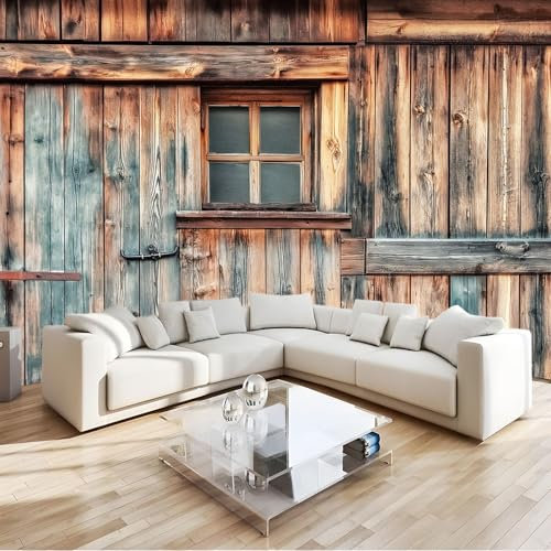 Fototapete Scheunentür Und Fenster Alte Hölzerne Wand 3D Effekt 250 x 175 cm - Fototapete Schlafzimmer Wohnzimmer Moderne Vliestapete XXL Wandtapete 3d Effekt Dekoration - Rustikales Altes Landhaus