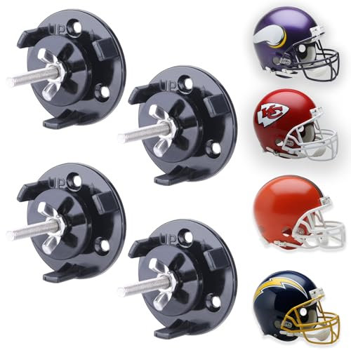 JAZBREY 4 Stück Fußballhelm-Wandhalterung Display Halter Aufhänger für Voll- oder Mini-Helm, schwimmende Fußballhelm-Hülle, Regal, Ständer, Schwarz, für Fußballfans oder Sammler