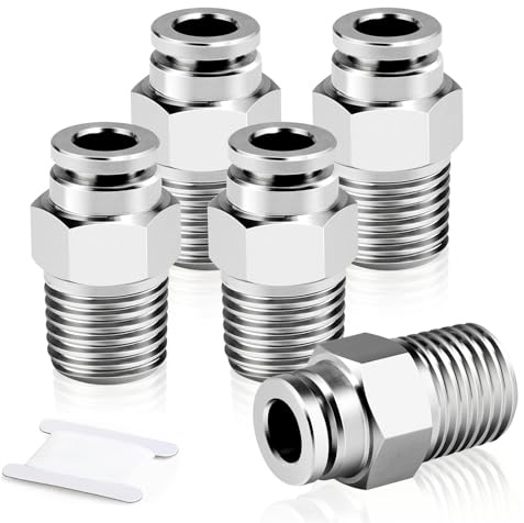 TAILONZ PNEUMATIC 304 Raccordi diritti maschi in acciaio inox 8mm tubo OD x 1/4 BSP da collegare PC8-02 (confezione da 5)
