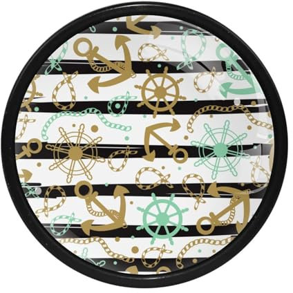 LVTISEE Paquete de 4 pomos de armario de cocina, anclas de mar hipster de verano, cuerda y ruedas, tiradores redondos para cajones con tornillos, manijas de cajón, accesorios de puerta para armarios