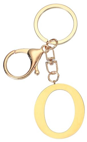 PATIKIL Porte-clés de lettre initiale, Porte-clés d'initiales de l'alphabet mignon en métal pour clés Sac à main Sac à dos, Doré (O)