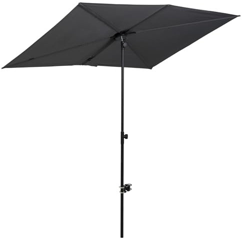 Grand patio Ombrellone da balcone con inclinazione a pressione, 6 costole, ombrellone da giardino, terrazzo, per prato, ponte, cortile, piscina, protezione UV 50+, 183 cm × 134 cm, rettangolare grigio