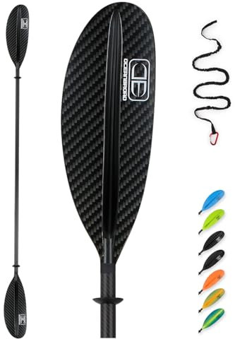 OCEANBROAD Remo de kayak de fibra de carbono de 218 cm para adultos, kayak, canoa, remo con correa de remo, 1 pala, impresión de carbono 3K