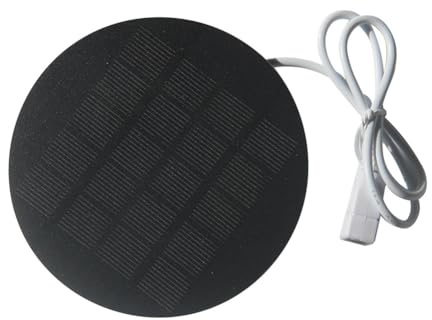Puleuroy Mini Panneau Solaire Rond 1,2 W 5 V 110 mm avec Port USB pour Chargeur de Téléphone Portable Extérieur