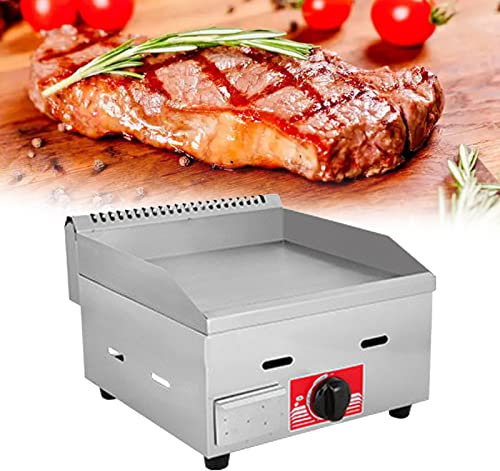 Heavy Duty Stainless Steel Gas Griddle - Large Non-Stick Burners Outdoor Grill for Restaurant Burger, LPG Baking Plate Cooker