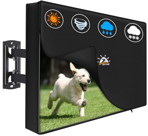 Zettum Funda de TV Plegable para televisores de 65 a 70 Pulgadas – Impermeable y Resistente, Funda Protectora para Pantalla Fabricada en Tela Oxford 600D PU con Cremallera y función abatible
