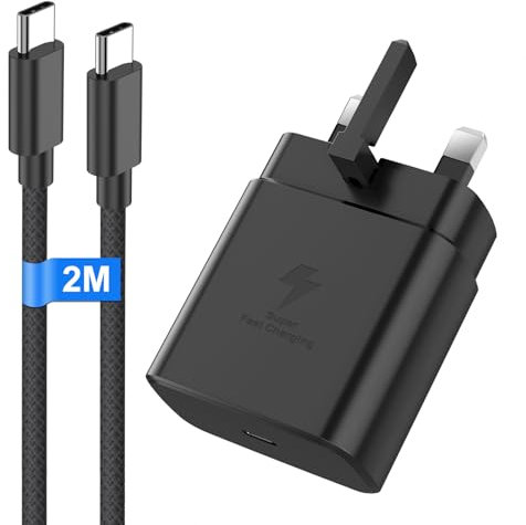 45W Samsung USB C Fast Charger for Samsung Galaxy S25/S25+/S25 Ultra/S24/S24 Ultra/S23/S23 Ultra/S22/S21/A55/A54/A15/A14, USB C Super Fast Charger with 2M Usbc to Type C Cable Charger Plug Charging