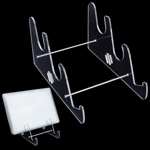 NICENEEDED 3-Tier Acylic Keyboard Display Stand Holder, Mechanical Desktop Rack Computer Storage Shelf, White Transparent Stand for Computer Tablet Picture