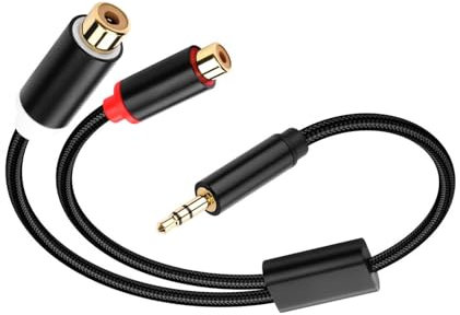 OONOYWOO Câble adaptateur audio stéréo 3,5 mm mâle vers 2 RCA femelles, rouge et blanc vers casque mini, jack vers RCA compatible avec smartphones, MP3, tablettes, haut-parleurs, home cinéma, HDTV et