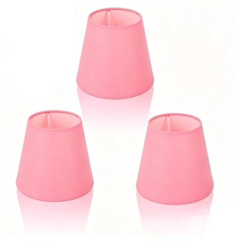 3pcs piccolo paralume, tessuto moderno in tessuto paralume e14 clip lampada lampada coperchio di ricambio di polvere per la casa da comodino decorazione hotel (Rosa chiaro)