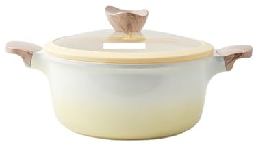 Marmite éMailléE Marmite antiadhésive moulée sous pression, marmite à soupe micro-pression avec couvercle, cocotte en céramique compatible induction 4,7 litres(Yellow)