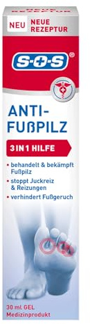 SOS Anti-Fußpilz Gel 30 ml, 3in1 Wirkung gegen Fußpilz, lindert Juckreiz & Brennen, beugt Neubefall vor, klinisch getestet, für Kinder ab 4 Jahren & Erwachsene