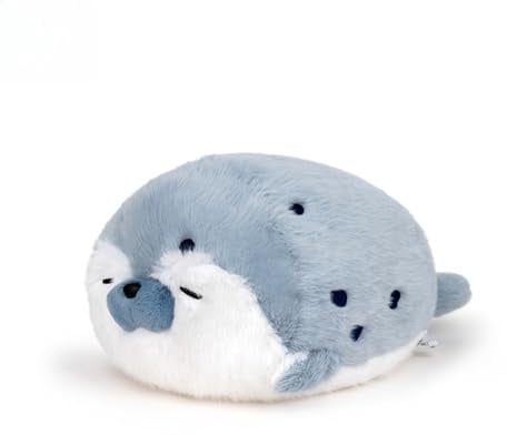 Xiyocadt Robbe Plüschtier,40cm Niedliche Robbe Pillow,Seal Plush,mit Sushi,Burger und Pommes,Flauschiges Plüschtiere,Kuscheltier Spielzeug für Kinder,Plüschkissen Spielzeug Geschenk (Blau)
