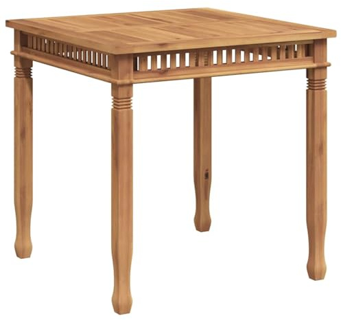 QZZCED Garten-Esstisch aus massivem Teakholz, 80 x 80 x 80 cm, wetterfestes Außenmöbel mit elegantem Design und vertikalen Lamellen, leicht zu reinigen
