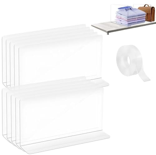 AMONENZ 10 Stück Regaltrenner, 20 x 12 x 4 cm Schränke Trennwand Regal | Transparent Handtaschen Trenner, Multifunktionales Kleiderschrank Trenner, für Schränke, Kleiderschränke und Schubladen