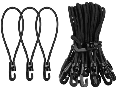 HSUYUN 15 cm Elastisches Seil mit Haken, 25 Stück Planenspanner, Zeltspanner mit Haken, Schwarz Spanngummi Kurz, für Anhängerplanen, Reisezeltstoff, Poolabdeckung