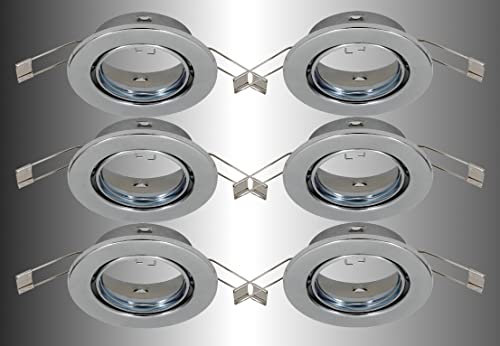 Trango 6er Set Einbaustrahler 6729-068AK in Rund Chrom-Optik Deckenstrahler, Einbauleuchte Badleuchte Strahler inkl. 6x GU10 Fassung geeignet für LED & Halogen ohne Leuchtmittel