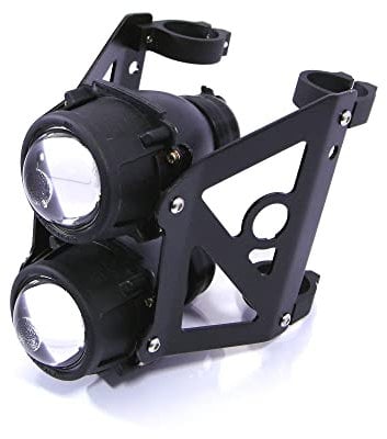 Alchemy Parts Motorbike Twin Dual Vertical Stacked Projector Headlight and Bracket Set | E-Marked | Streetfighter, Cafe Racer (52mm to 53mm)