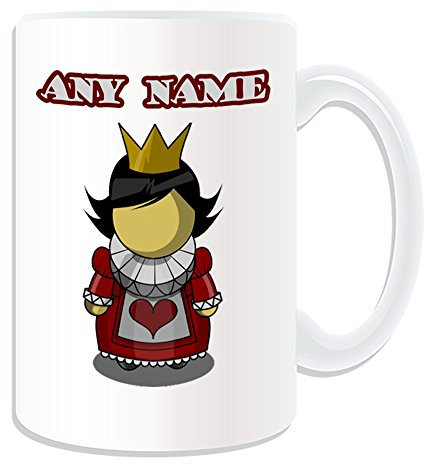 Regalo personalizzato – large Red Queen tazza, motivo: Fairy Tale, bianco) – qualsiasi nome/messaggio personalizzato – Alice nel paese delle meraviglie cuore