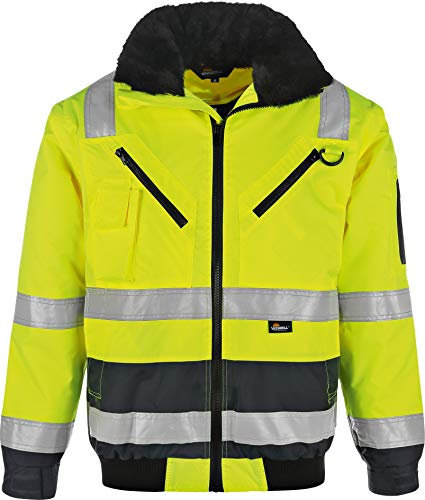 4 in 1 Warnschutz-Pilotenjacke THOSA, Grösse 5XL, abnehmbare Ärmel, herausnehmbares Fell, wasserdicht, gelb