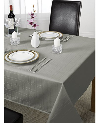 Emma Barclay Chequers - Jacquard Table Cloth in Silver - 70x108 (178x274cm)
