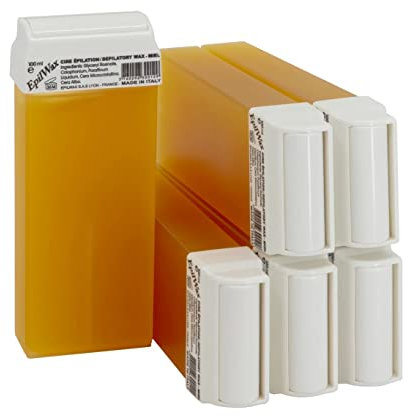 EpilWax Wachspatronen Set mit 6 Honig Warmwachspatronen zur Haarentfernung Enthaarungswachs 100 ml Roll-on Nachfüller