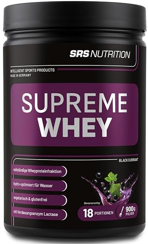 SRS Muscle - Supreme Whey XL, 900 g, Schwarze Johannisbeere | Hydro-optimized Whey Protein | mit Enzym Laktase und Pro-B Vitaminen | aspartamfrei | deutsche Premiumqualität