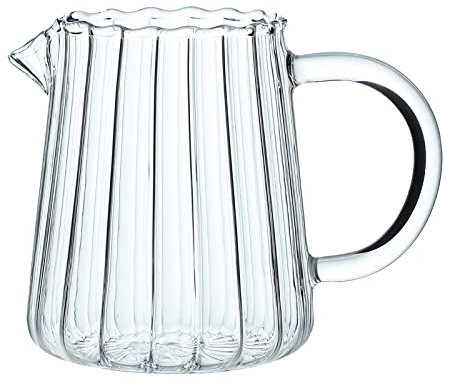 CHOOLD Ljm - Jarra elegante de cristal con forma de onda, jarra de café y leche, jarra de servir/jarra de salsa/jarra de crema de leche para cocina, 15 onzas