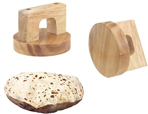 Wooden Chapati Press Roti Fluffer Paratha Indian Datta Press Solid Wood with Handle by Global Kitchen