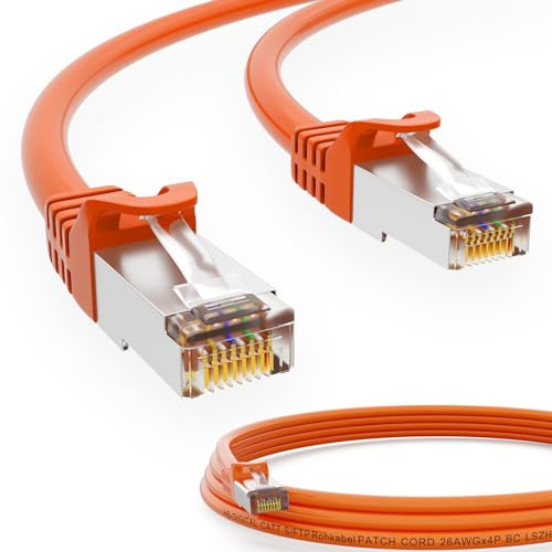 HB-DIGITAL 1,5m LAN Kabel RJ45 Patchkabel mit CAT 7 Rohkabel S/FTP - GHMT zertifiziert - 10 Gigabit Ethernet Netzwerkkabel Kupfer Profi PiMF für Patchpanel Switch PC Router - Orange