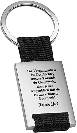 Liebesbeweis Schlüsselanhänger mit Gravur | Schwarz | Vergangenheit | Ich liebe dich Anhänger für Partner | 8,5x3,5cm | Romantisches Geschenk Freundin Freund zum Jahrestag | Personalisiert