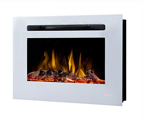 Noble Flame PARIS Weiß 660 - Elektrokamin Wandkamin Kaminofen Kamin - Wandmontage Fernbedienung - 14,0 cm Einbautiefe - verschiedene Breiten