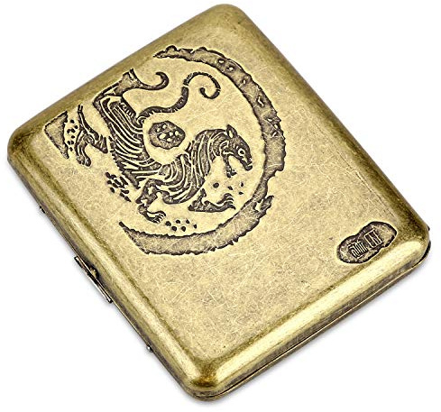 CaLeQi Caja de Cigarrillos Tiene Capacidad para 20,Tigre Blanco Golden