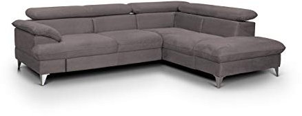 Mivano Eckcouch David / Modernes Sofa in L-Form mit verstellbaren Kopfteilen und Ottomane / 256 x 71 x 208 / Mikrofaser-Bezug, Hellbraun