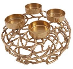 CB Home% Style Adventskranz Kerzenhalter Aluminium Gold Metall Durchmesser 35 cm Weihnachten