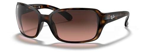 Ray-Ban Womens RB4068 Square Sunglasses, Havana/Pink Gradient Brown, 60 mm