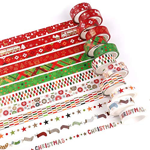Washi Tape Set,12 Rollen Weihnachten Washi Tape Set Masking Tape Dekoratives Klebeband Weihnachten Dekorativer Klebstoff Washi Masking Tape dekorative Washi Tape für Weihnachten Weihnachtsdekorationen