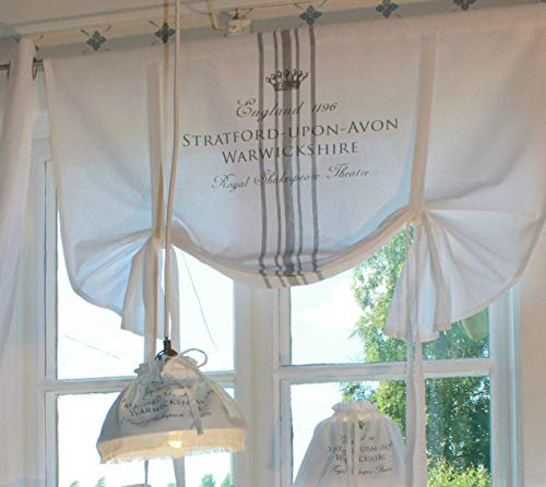 Raff Gardine Stratford Weiss Grau 120x120 cm Landhaus Shabby Vintage