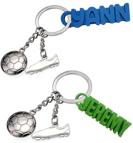 Porte-Clés Foot Personnalisable, Football, Ballon + Crampons, Avec Votre Texte, Couleur au choix, Cadeau Original, pour Les Amateurs de Football, Supporters, Joueurs, Sportifs