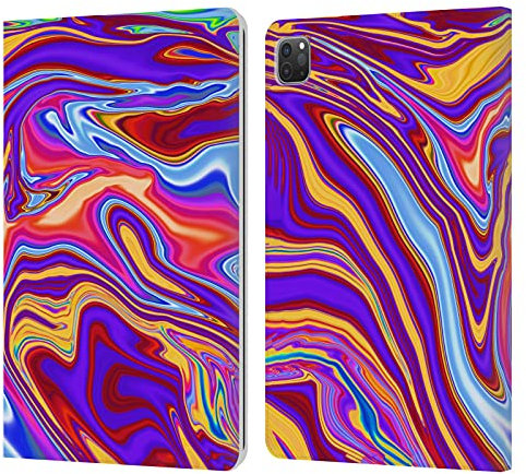 Head Case Designs Offizielle Suzan Lind Lila Gelb Rot Marmor Leder Brieftaschen Handyhülle Hülle Huelle kompatibel mit Apple iPad Pro 11 2020/2021 / 2022