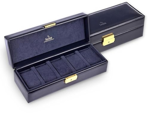 SACHER Uhrenetui für 5 Uhren acuro/Navy (Leder)
