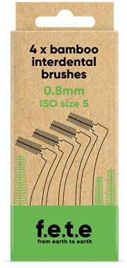 f.e.t.e | Green ISO Size 5-0.80mm Bamboo Interdental Brushes | Biodegradable & Compostable Handle | Recyclable Soft Bristles | Sustainable | Vegan