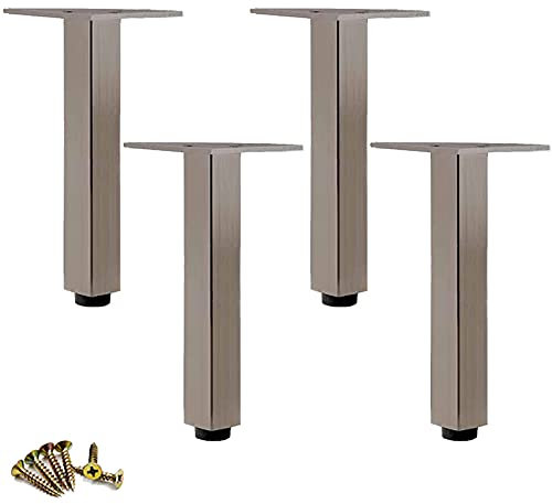 4X Adjustable Height Square Tube Leg Metal Table Legs Furniture Support Feet Aluminum Alloy Sofa Legs,for Couch Chair Ottoman Bathroom Cabinet Cupboard Dresser Bed,with Screws (30cm/11.8in,Rose Gold)