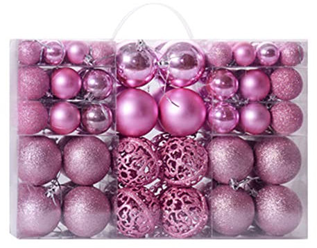 Surwin Decorazioni Albero di Natale 100pz Palle di Natale, Ciondolo di Natale Addobbi Feste per Argento Albero di Natale Decorazione Domestica della Festa Nuziale (100PCS,Rosa)