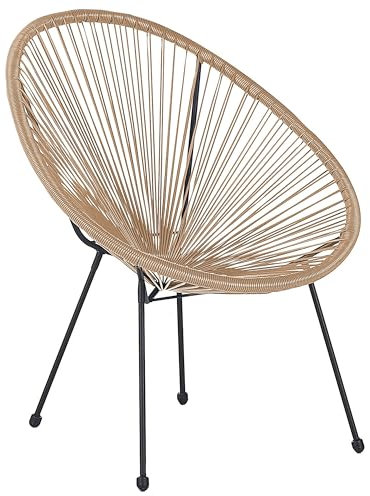 Beliani Gartenstuhl mexikanischer Stuhl beige/natürlich Rattanstuhl Acapulco II