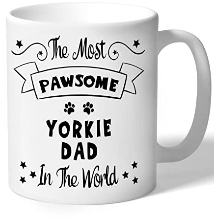 Yorkie Dad Mug Gift Pawsome (Black Print) Dog Lover Owner Birthday for Him Men Fathers Day Present