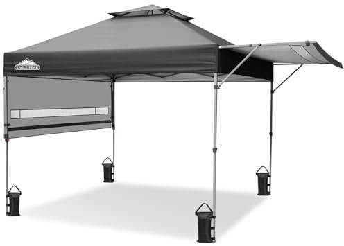 EAGLE PEAK 5x3m Pop up Pavillon Baldachin Zelt im Freien Instant Baldachin Shelter mit verstellbaren doppelten halben Markisen, Grau