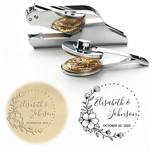 Pince à papier pour gaufrage personnalisé - Embosseur de mariage avec noms floraux botaniques.