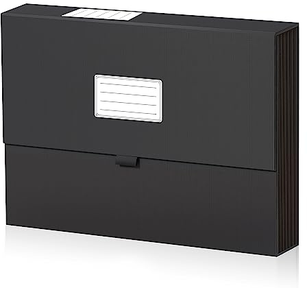 JiaWei Fächermappe - Dokumentenmappe A4 7 Fächern, Ordner Organizer mit Magnetisch Deckel, Etiketten, Ordnungsmappe A4 Aus 2250 g/m² Extra Starkem Karton - Schwarz